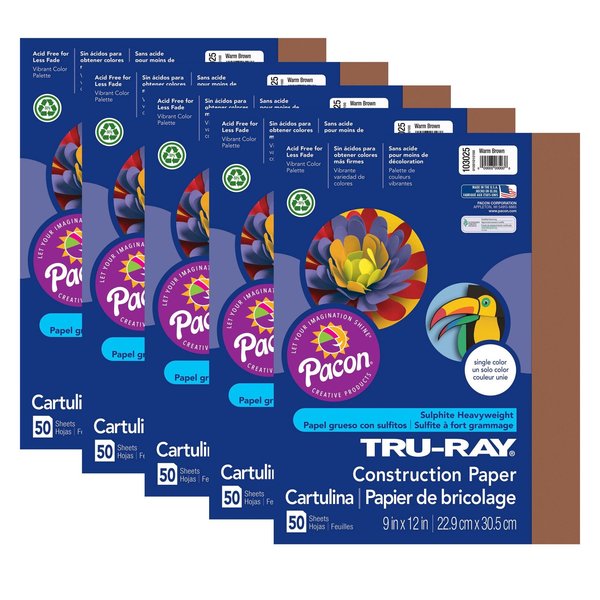 Pacon Tru-Ray® Construction Paper, Warm Brown, 9x12in, PK250 P103025